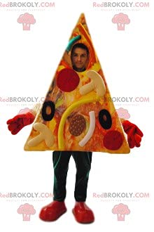 Pepperoni y aceitunas pizza gourmet REDBROKOLY Mascot.