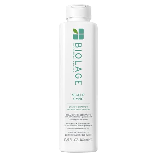 Biolage Scalp Sync Calming Shampoo - Gently Cleanses Dry & Sensitive Scalps, Hydrates & Soothes, Fermented Tea Blend & Glycolic Acid, Vegan & Paraben-Free, 13.5 Fl Oz, Packaging may vary