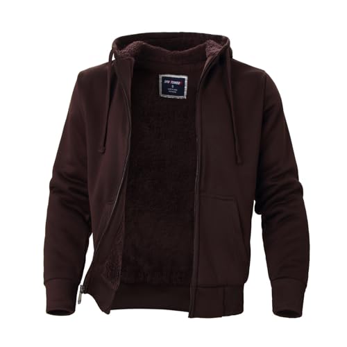 Image of LeeHanTon Sherpa Lined Hoodies for Men Heavyweight Full Zip Up Sweatshirt Thick Fleece Winter Warm Work Jackets Plus Size