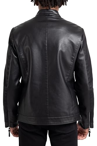 Image of X-Ray Men's Slim Fit Faux-Leather Moto Jacket with Removable Hood