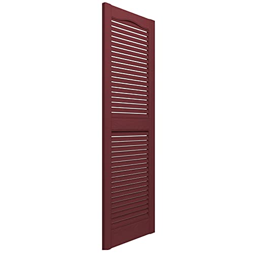 Plastic Development Group Lswht1463 14 X 63 Inch Decorative Exterior Vinyl Plastic Faux Louvered Window Shutters With Installation Kit And Instructions, Bordeaux #TOP1