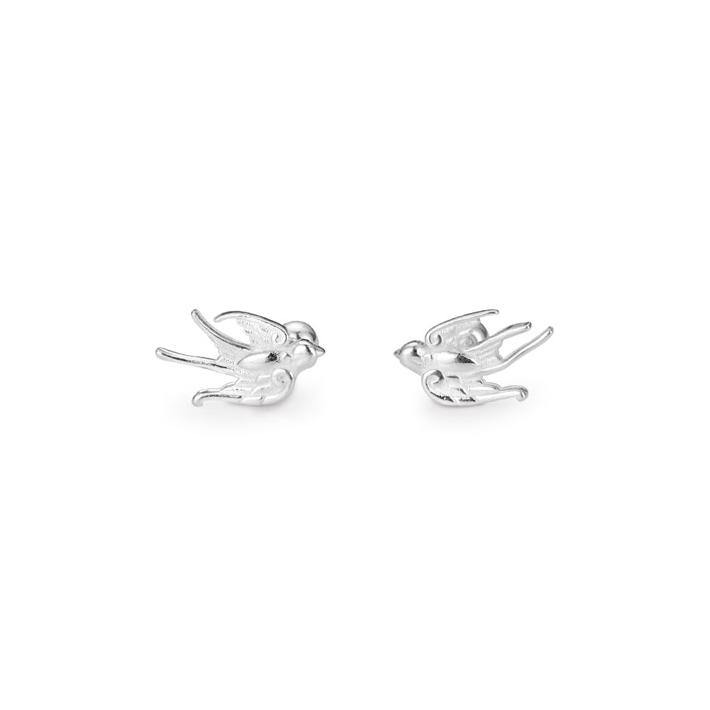 Rofeego S925 Sterling Silver Flying Bird Stud Earrings/Screw Back