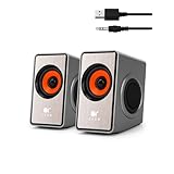 OROW PCスピーカー小型 10W出力パソコン スピーカー usb接続 ノートパソコン 外付けスピーカー ラップトップ/モニター用(銀)