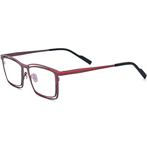Image of FONEX Pure Titanium Glasses Frame Men Square Magnet Clip On Eyeglasses with Polarized Lens