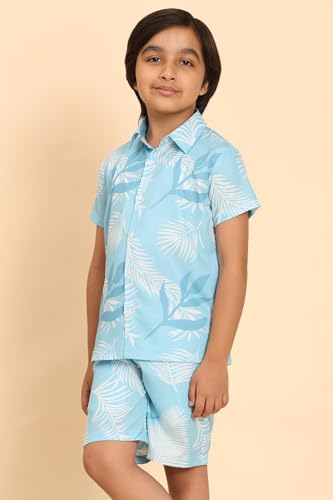 Image of Boys Printed Casual Shirt Short Sleeve Button Down Beach Shirt for Kids