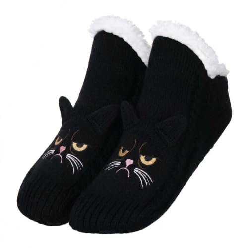 Image of ZYZX Cute Cat Slipper Socks for Women with Grips,Fuzzy Socks Indoor
