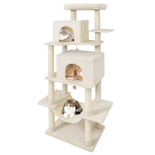 Árbol para Gatos 70 Pulgadas con Rascadores y Hamaca Beige miniatura 1