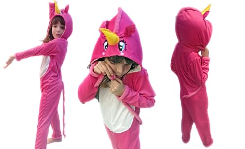 Pijama Kigurumi Fantasia Unicórnio Macacão Rosa e Branco com Capuz (2)