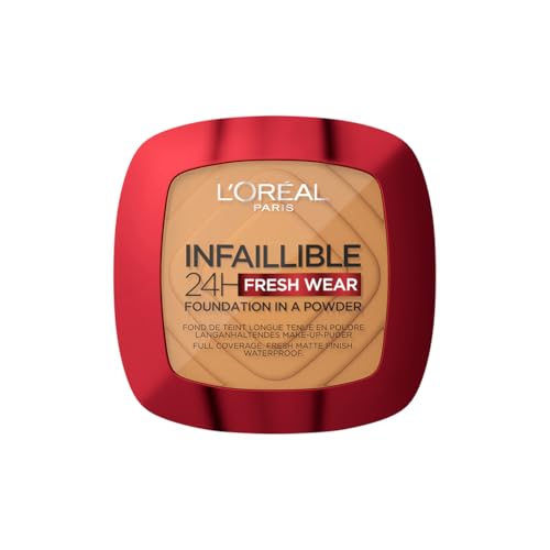 L'Oréal Paris Infaillible 24H Fresh Wear Make-Up-Puder 330 Hazelnut, mattierendes Make-Up-Puder, wasserfest, schweißfest, bis zu 24H Halt