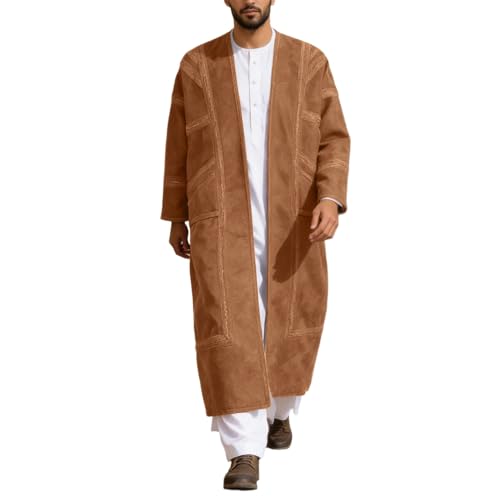 Abaya Caftan Thobe vintage homme robe musulmane brodée vêtement d'extérieur tendance steampunk