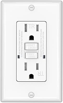 OMEENET 15 Amp GFCI Outlet, Tamper Resistant, Self Test GFI Receptacle with 2 LED Indicator, 15Amp Ground Fault Circuit Interrupter Outlet for Kitchen,Bathroom,Indoor Use, UL Listed, White (1 Pack)