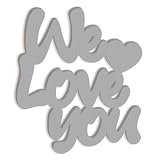 Decorazione da appendere per Bambini We Love you, Scritta Murale in Legno per la Cameretta Bimbi Complemento di Arredo in Legno Kids, Design Declea