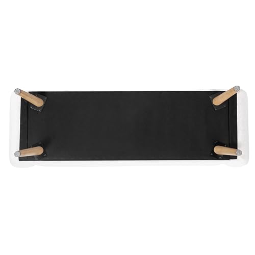HomePop Modern Storage Bench with Wood Legs |Homepop Home D&eacute;cor|Bench with Storage for Living Room & Bedroom - Sherpa Cream
