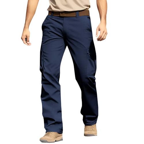 Work Pants for Men Construction Hiking Baggy Casual Summer Stretch Waist Elastic Tactical Trousers