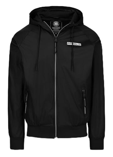 PITBULL - Übergangsjacke Herren mit Kapuze ATHLETIC LOGO Winddichte Herren Jacke Softshell Kapuzenjacke mit Reißverschluss Bequeme Seitliche Taschen Frühlingsjacke Softshelljacke
