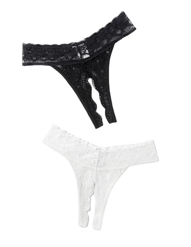 Image of Avidlove Sexy Panties for Women Lace Cheeky Underwear Low Rise T Back Hipster Thong 1-3 Pack