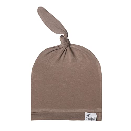 Image of Baby Beanie Hat Top Knot Stretchy Soft"Gobi" by Copper Pearl