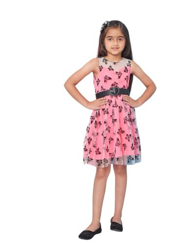 Robe évasée à imprimé floral Pspeaches en tissu rose pour fille