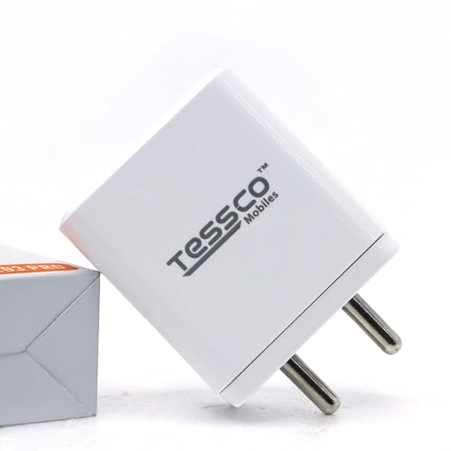 Image of 3 idea Imagine Create Print Tesssco FS-203 pro 60W Dual Port USB Ultra Fast Charger Type C for Smartphones & iOS Device PD Charger-White