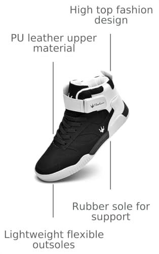Image of FZUU Men's Fashion High Top Leather Street Sneakers Sports Casual Shoes