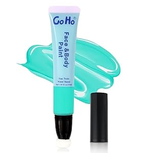 Go Ho Teal Face Paint Stick(0.85oz),Water Based Cream Teal Body Paint Washable,Liquid Concealer,Covers Oil-Free,Halloween Cosplay SFX Foundation Makeup