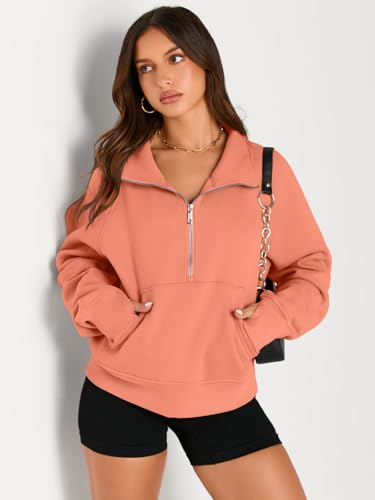 Image of AUTOMET Womens Sweatshirts Half Zip Cropped Pullover Fleece Quarter Zipper Hoodies 2026 Fall Fashion Outfits Clothes