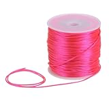 uxcell Cuerda de nailon de 1,5 mm de largo de 60 yardas de nailon satinado, para hacer joyas, collares trenzados, adornos de macramé, manualidades, color rojo rosa claro