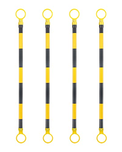 BATTIFE 4 Pack Retractable Traffic Cone Bar from 4 ft to 6.9 ft, Expandable Cone Bar for Traffic Road Parking use, Black and Yellow, Cone Not Include
