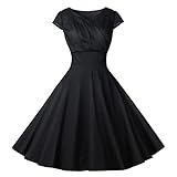 Cocktailkleid für Damen, einfarbig, Vintage, ärmellos, Farbe Vintage, Kleid für Damen, Overall, Schwarz, Medium