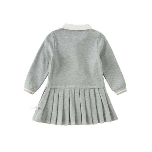 DAVE&BELLA Girls Pique Polo Dress Long Sleeve Solid School Uniform for Toddler Casual Cotton Playwear Dress Athletic Clothes4