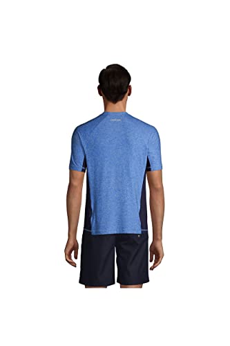 Lands' End Mens Short Sleeve Swim Tee Rash Guard Light Blue Space Dye Regular Large2