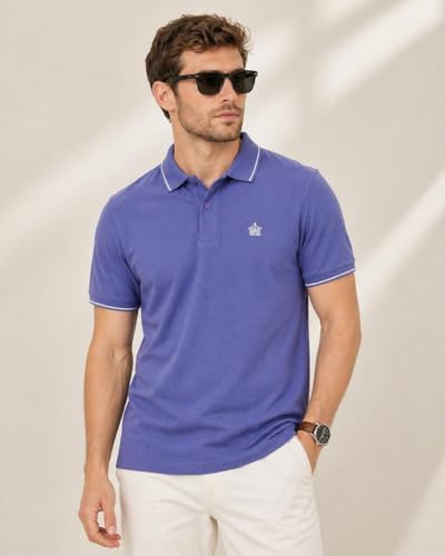 Image of Mens Pique Polo T-Shirt | Cotton Rich, Smart Fit Polo with Embroidered Logo | Casual & Sports Wear | Polo T-Shirt for Men