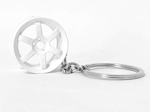 Decus Felge Metall massiv Schlüsselanhänger weiß (Silber)