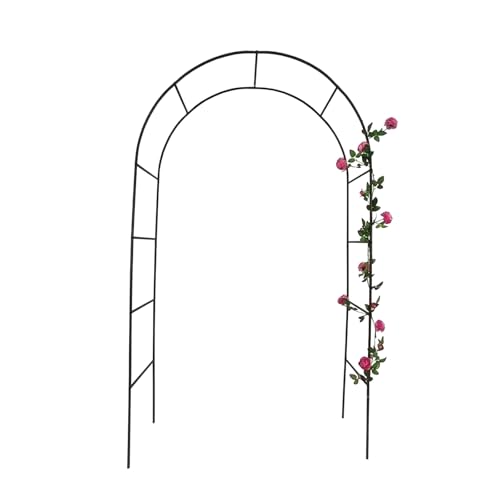 Wytrzymały metalowy łuk różany do użytku wewnątrz i na zewnątrz, solidny stojak na kwiaty pergola i wsparcie dla roślin pnących, elegancka czarna rama pawilonu ogrodowego