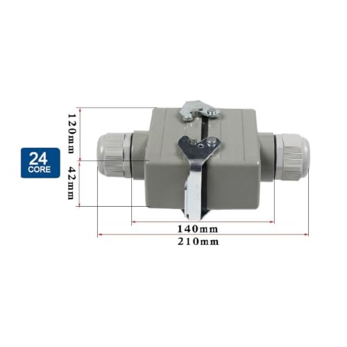 Conector rectangular de alta resistencia de 24 pines centrales e impermeable 16A 2