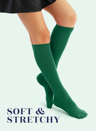 Image of Hugh Ugoli Women's Rayon Derived from Bamboo Knee High Socks Comfort Seam Long Dress Socks, Shoe Size 5-8 /8-11, 4 Pairs