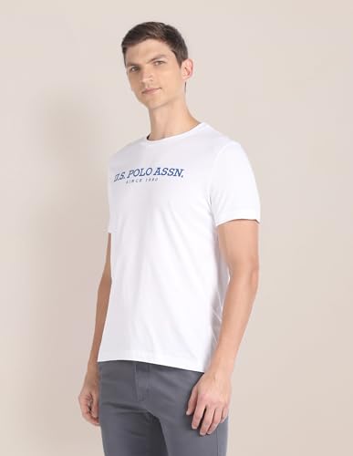 Image of U.S. Polo ASSN. Knitted Slim Fit Cotton T-Shirts for Men - Breathable & Comfortable, Half Sleeves Mens Casual T Shirts