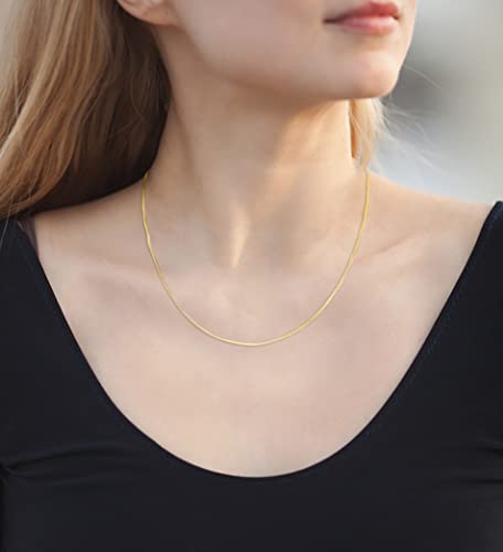 Fiusem 1.2mm Box Chain Necklace for Women, 16"-24" 18K Gold and Silver Plated Necklace Chain for Women, Thin Stainless Steel Chain Womens Chain 16, 18, 20, 22, 24 Inch2