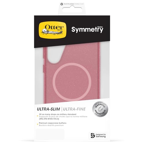 Image of OtterBox Symmetry Series Clear Case with Magnets for Samsung Galaxy S25+, Shockproof, Drop Proof, Protective Thin Case, 3X Tested to Military Standard, Pink
