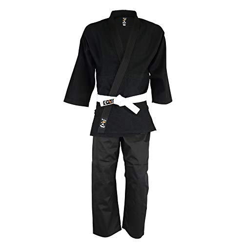 Modello semplice di base Playwell Jiu Jitsu Plain Basic BJJ Ju Jitsu Gi - NERO NUOVO, Nero , 6/190cm