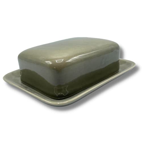 Beurrier en céramique Rheinsberg® en deux parties (assiette et couvercle) pour le stockage du beurre (250 g), passe au micro-ondes et au lave-vaisselle, sans substances nocives (boue) Cover