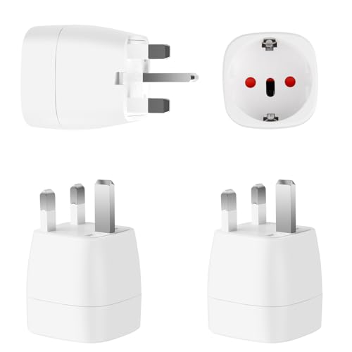 TNOMSNO Reiseadapter UK Adapter England Deutschland Stecker, 3 Pack UK Adapter, Steckdosenadapter England, Reisestecker Typ G Steckdose f&uuml;r EU zu England/Schottland/Irland/Dubai/Maldives
