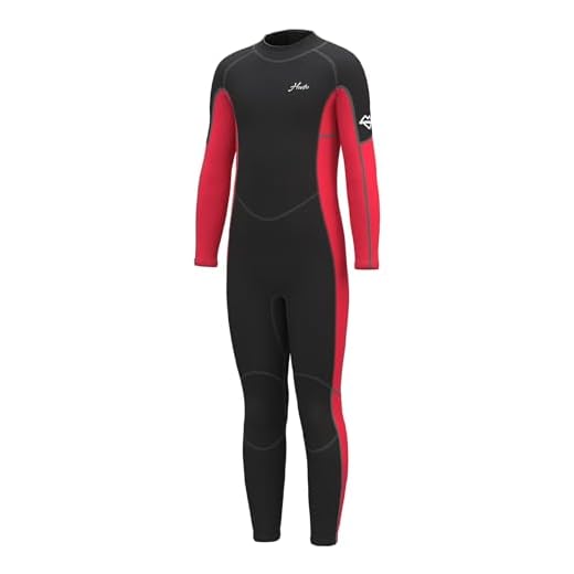 Hevto Wetsuits Kids 3mm Neoprene Full Snorkeling Surfing Swimming Suit Thermal Toddler Children Boy Youth Girl for Water Sports (Red Kids, 14)