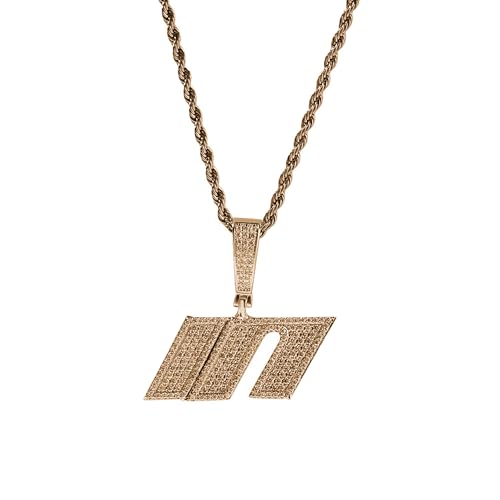 JINLIN Custom Initial Letter Pendant Necklace Iced Out Bling Shiny Charm Hip Hop Necklace with Rope Chain for Men Women