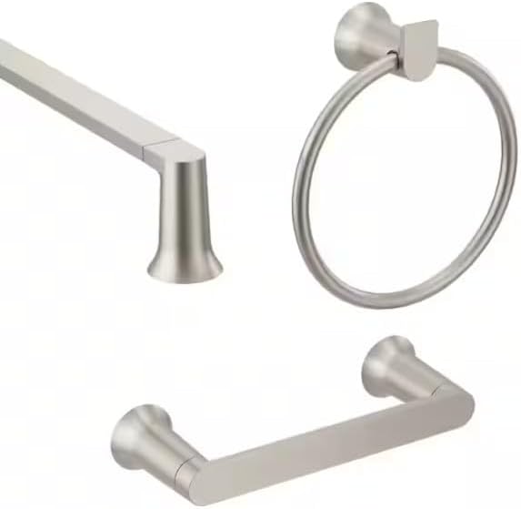 GENTA 3-Piece Bath Hardware Set with 24 Towel BAR, Paper Holder, and Towel Ring in BRUS