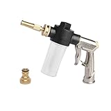 AJIUSIR High Pressure Car Wash Foam Gun Sprayer, Heavy Duty Metal Garden Hose Nozzle with 3.5oz/100cc Plastic Soap Dispenser Bottle, for Pet Showering, Gardening, Floor Cleaning (Silver)