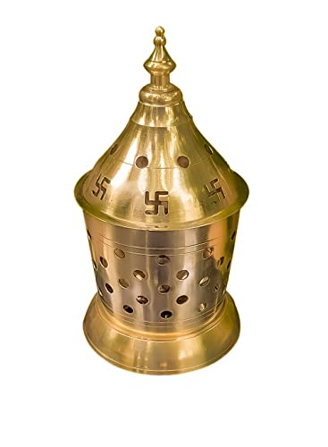 Image of Brass Akhand Diya with Jyoti Diya Cover Divi Oil Lamp for Temple Spiritual Oil Wick Lamp (Small)