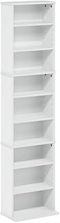 Adjustable Shelves Multimedia Storage Tower Rack with Spacious Media Organization, Durable Design, Versatile Rack for DVDs, CDs, Games, and More White/9 Tier