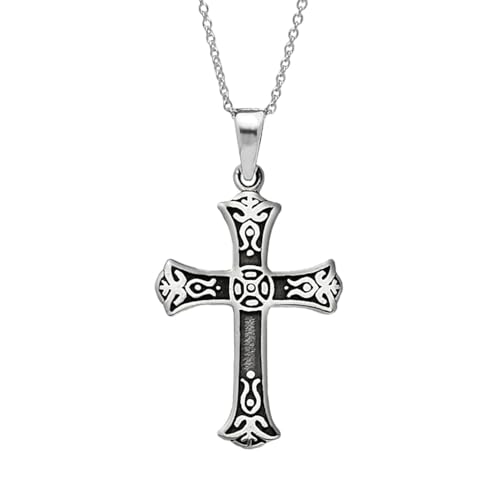 Collier croix en argent 925 pour homme avec pendentif gothique