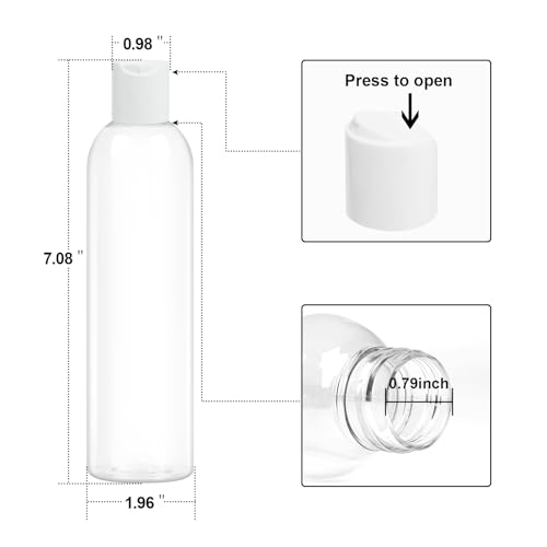 2 Pack 8 oz Clear Plastic Bottles with White Disc Caps Refillable Empty Squeeze Containers Cosmetic Bottles for Toiletries Conditioner Shampoo Lotions Gels2